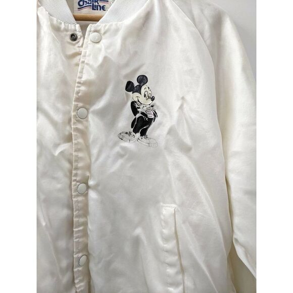 Walt Disney Mickey Mouse Chalk Line Satin Bomber Jacket Large 1987 Sixty Years - Picture 7 of 12